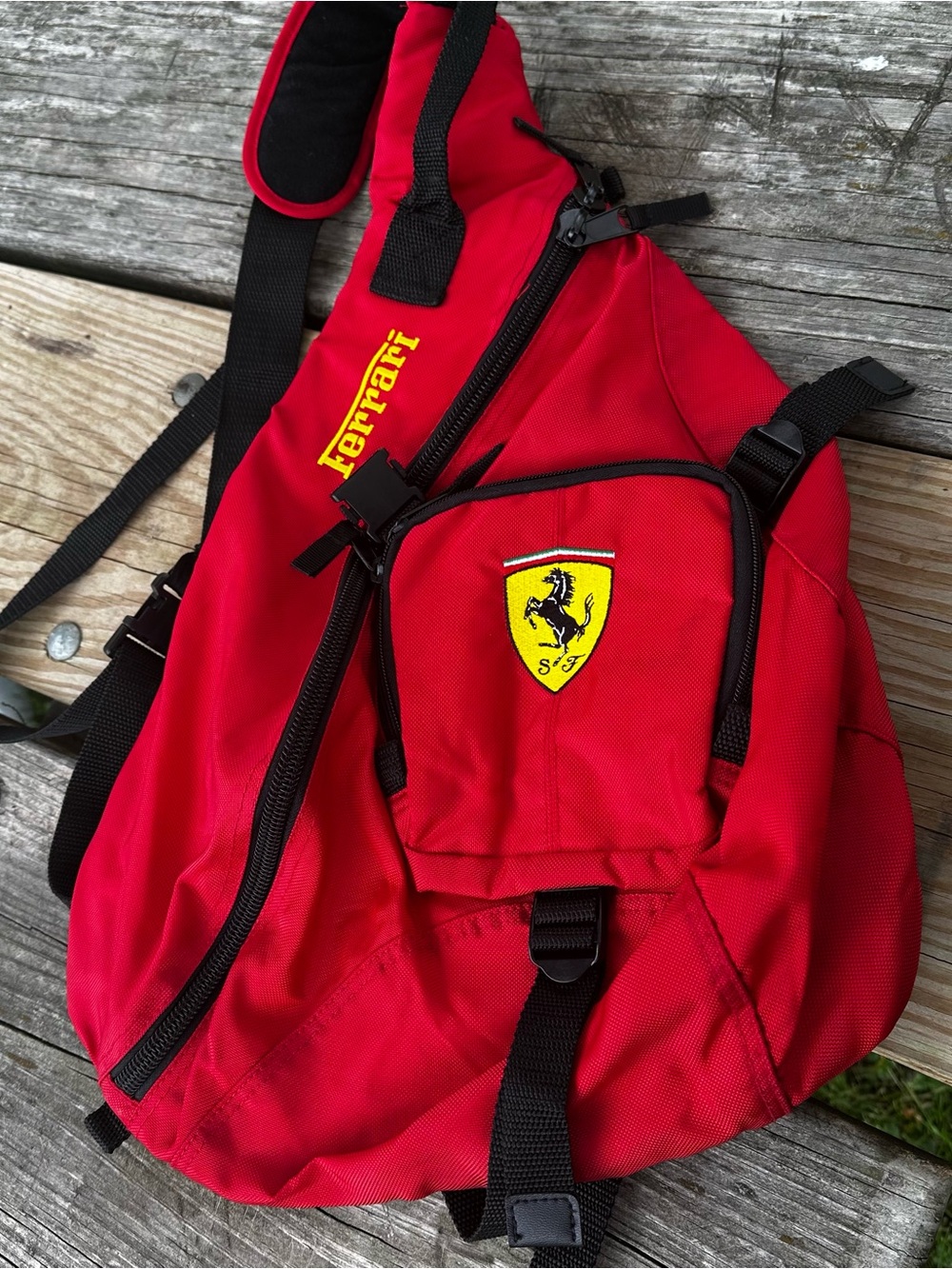Vintage 1999 Ferrari Scuderia Sling Bag Triangle Backpack Official Y2K 90s